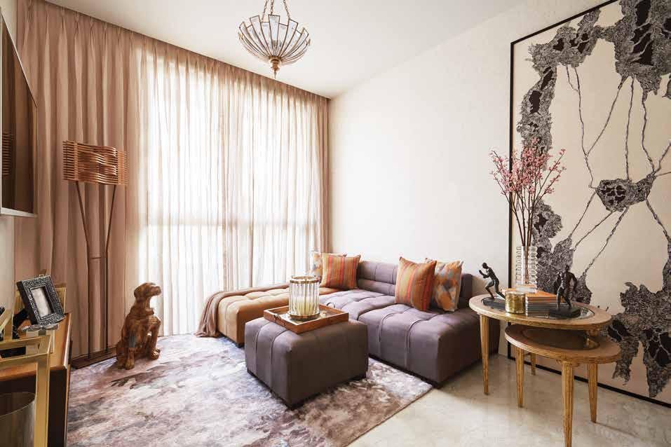 Hiranandani Maitri Park 12 foot ceiling grand living room interior with premium finishes
